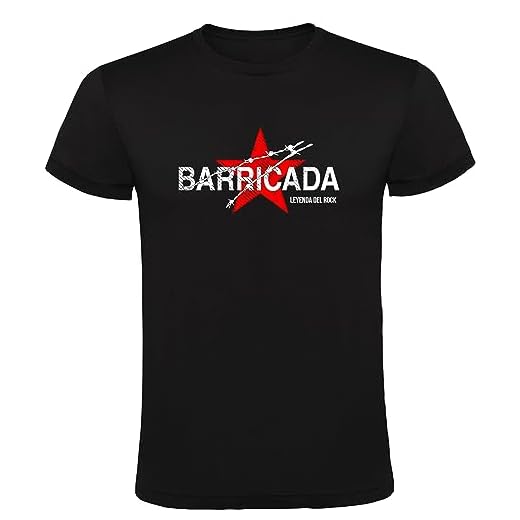 Camiseta Negra Barricada Leyenda del Rock Logotipo Hombre 100% Algodón Tallas S M L XL XXL (M)