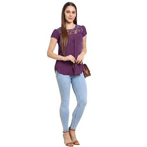 Image of Go.4.it Women's Top with Multi-Color Embroidery