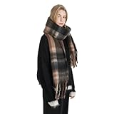 XYNM Schal Damen Klassischer Retro-karo-schal Für Damen, Warmer Winter-halswärmer Mit Quaste-04-224 * 44cm±6cm
