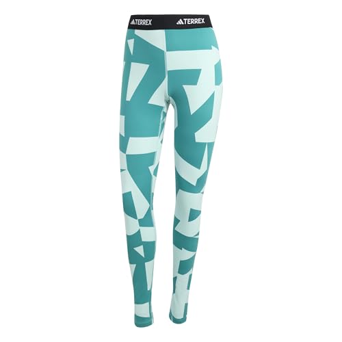 adidas Donna Multi Synthetic Base Layer Tights, Semi Flash Aqua/Semi Impact Orange, L