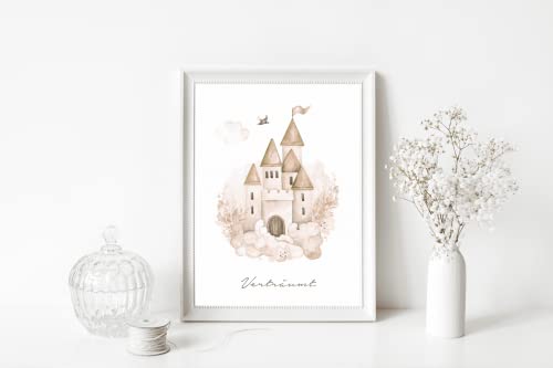 double critical Lemmami Papeterie Set of 3 Boho Decorative Wall Pictures Children's Room Baby Room Poster Pictures Girls Boys (Fairy Tale Castle Carriage Princess) - Image 3
