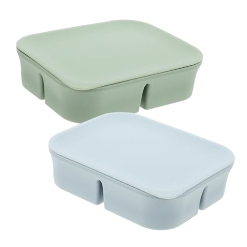 KICHOUSE 2 Piezas Caja De Almacenaje Reutilizable Aislado Envase Cajas De Almacenamiento Con Tapas Compartimiento Recipientes Para Alimentos Con Tapas Herméticas Fruta Gel De Sílice