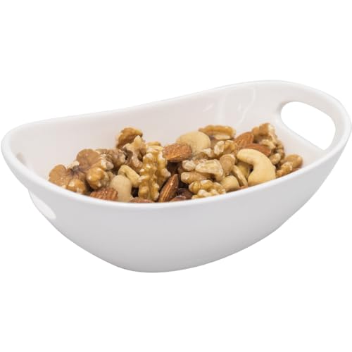 NERTHUS FIH 1337 Bol oval de porcelana com alças para lanches, serviço de aperitivos elegante