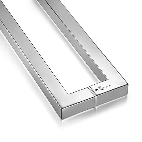 Togu Tg-R3030 Heavy Duty Commercial Grade 450Mm/18 Inches Square/Rectangle Shape Solid 1.2Mm Thick Stainless Steel 304 Push Pull Door Handle, Mirror Chrome/Polished Chrome Finish #TOP6