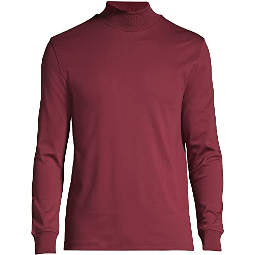 Lands' End Mens Long Sleeve Supima Mockneck Rich Burgundy Regular Medium