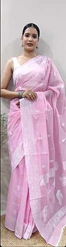 Image of Banarasi soft Cotton-Silk Saree with Unstitched Blouse - Graceful Design for Special Occasions, Weddings & Festivals