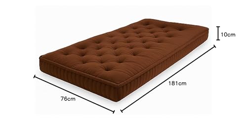 Image of ATOOTFUSION Cotton Floor Mattress, 4 inch Thick Tufted Cushion, 72 x 30 inch, Foldable, Rollable Light Weight Cotton Mattress (Brown)
