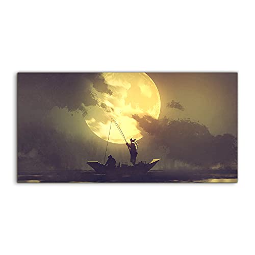 Image acrylique murale 140x70cm fisherman fish rod décoration chambre salon