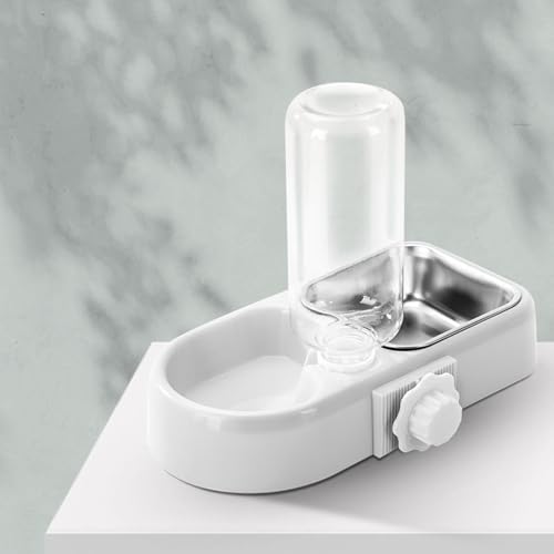 ペット給水器(ウォーターボトル付き) 犬 猫 ケージ 取付型 自動給水電源不要 軽量 健康 衛生 取り付け簡単、この素材は安全で、分解と洗浄が簡単無害、無臭であり、長期間使用してもペットに害を及ぼすことはありません(White)