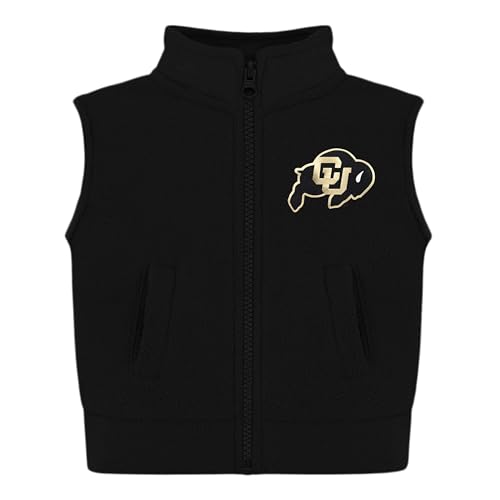 Creative Knitwear College Baby NCAA Officially Licensed Polar Fleece Vest - Colorado Buffaloes Logo - Black - 24 Months