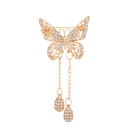 Image of Gold /Silver Butterfly Brooches for Women Rhinestone Tassel Butterfly Pin Brooch Dainty Crystal Lapel Pin Animal Insect CZ Brooch Lapel Pin for Coats Jackets Sweaters Accessories