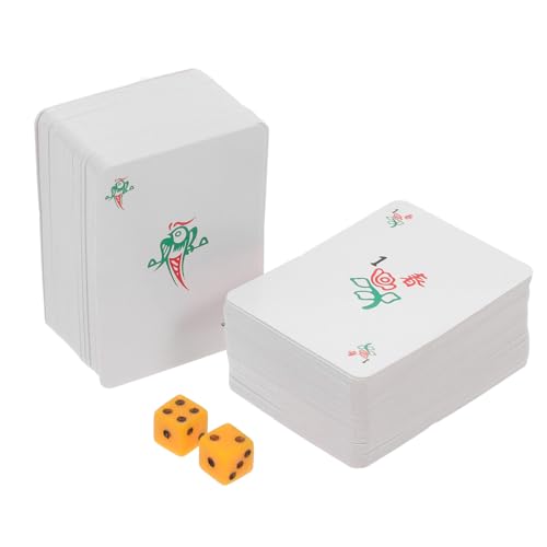 YARNOW Juego de Cartas Mahjong Portátil Mini 144 Piezas Dados Cartas de Mahjong Chinas Compactas para Viajes y Fiestas Accesorio de Juego de Mesa para Camping y Entretenimiento