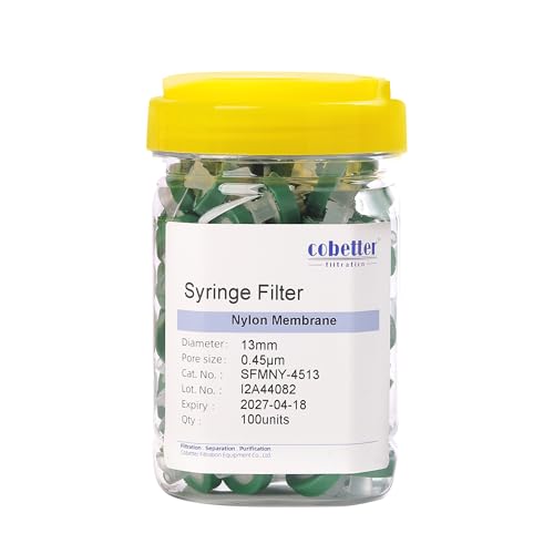 Image of Syringe Filter Nylon, 0.45μm 33mm, Hydrophilic, Non-sterile, PK of 1000 | Syringe Lab Filters, Hydrophilic Nylon66, Female Luer lock & Male Luer Slip, for HPLC Sample Prep & Routine Analysis