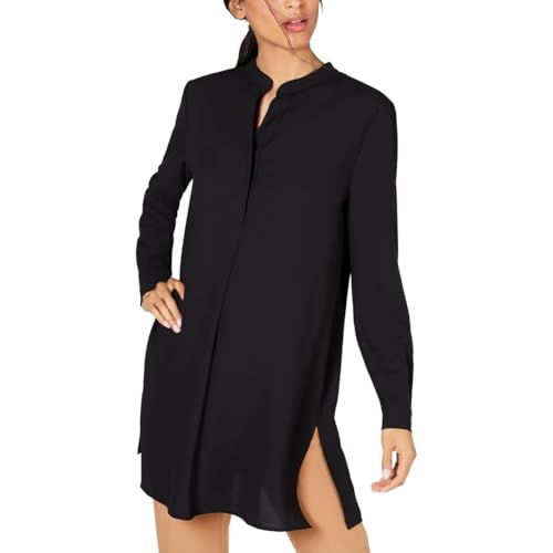 Anne Klein Womens Petites Covered Placket Side Slit Blouse