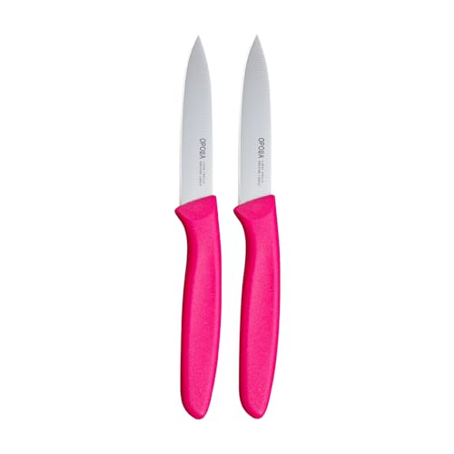 OPOLIA Paring Knife Fruit Knife Set (Pack of 2), Stainless Steel, Extra Sharp Blades, Sturdy Plastic Handle, Knife for Cutting Fruit and Vegetables.