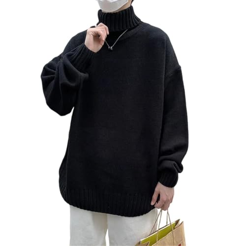 Men Loose Knitted Pullover Streetwear Mens Oversized Sweater Turtleneck Sweaters