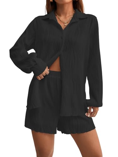 Image of Leriya Fashion Co-Ord Set for Women Stylish | Summer Night Suit for Women | Unique Textured Pattern Pyjama Set for Woman Travel Beach & Holiday Looks | Trendy Top & Shorts for Summer Day Vacations
