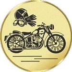  S.B.J - Sportland Pokal/Medaille Emblem, Motiv Motorrad Oldtimer, Durchmesser 50 mm, Gold