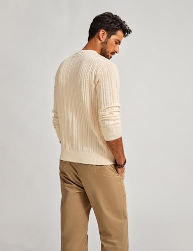 PJ PAUL JONES Mens Crew Neck Sweater Lightweight Cable Knitted Pullover Sweaters2