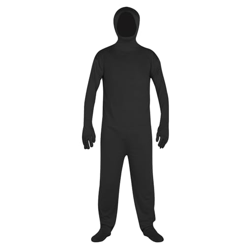UTEBIT Unisex Full Body Suit Black Open Face Bodysuit Costume Adult Stretchy Halloween Cosplay Mens and Womens Spandex Body Suit, XXL, Black