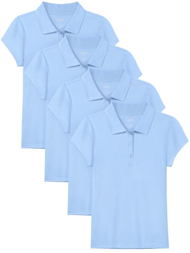 Image of OHD 4 Pack Girls Polo Shirt Girls Uniform Polo for School Cotton Shirts School Uniform Tops Size 3T-14