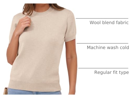 Image of ANRABESS Womens Short Sleeve Sweaters Wool Blend Crew Neck Sweater Shirts Business Casual Work Tops 2026 Summer Outfits