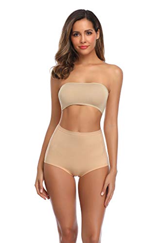 Image of Women's High Waist Cotton Underwear Soft Brief Panties Decorated with Lace Regular and Plus Size