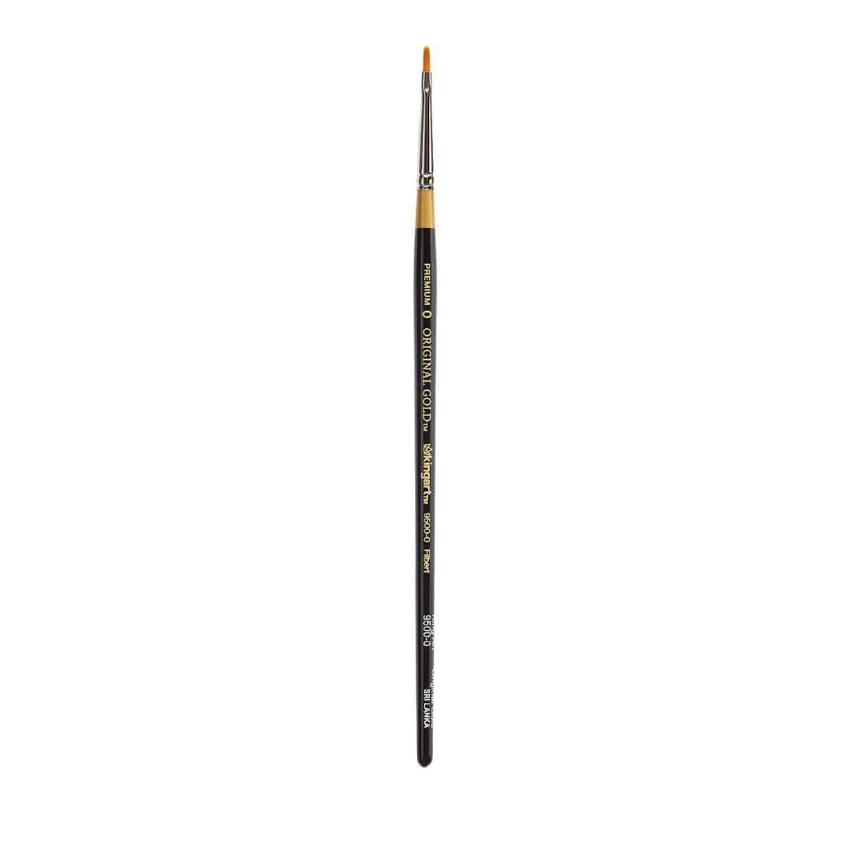 KINGART Premium Original Gold 9500-0 Filbert Series Artist Brush, Golden Taklon Synthetic Hair, Short Handle, for Acrylic, Watercolor, Oil and Gouache Painting, Size 0