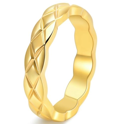 Alliance couple arc-en-ciel tournante en acier titane plaqué or 18k