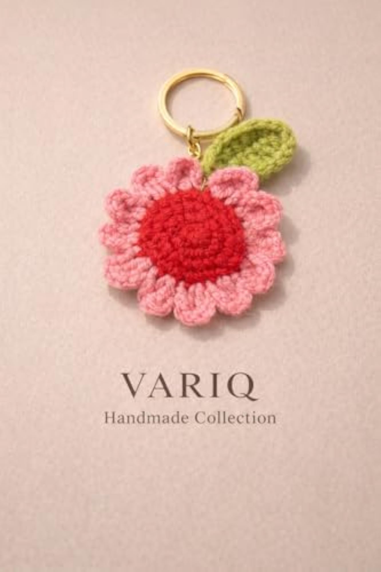 Crochet Flower Keychain with Daisy Charm, Soft Yarn