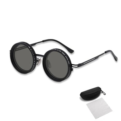 Polarized Sunglasses for Men 1-9 Gear Adjustable Dimming Steampunk Round Metal Frame ND400 UV400 Filter Lens for Outdoor Driving Fishing