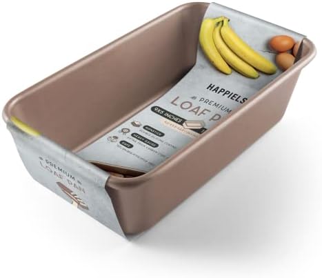 HAPPIELS Non-Toxic Nonstick Loaf Pan 9x5inch 1lb | Easy to Clean, Premium Quality, Durable Bread Tin | Banana Bread Pan | Pound Cake Pan