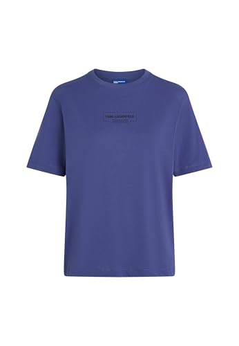 Karl Lagerfeld Jeans, Mujeres, Camiseta De Manga Corta Con Logotipo, Corte Regular, Azul, M