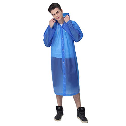 kexin lin Pluie Poncho, Pluie Réutilisables Poncho Imperméable EVA Respirant et Transparent Imperméables Ponchos à Capuche pour Unisexe (Adultes Bleu)