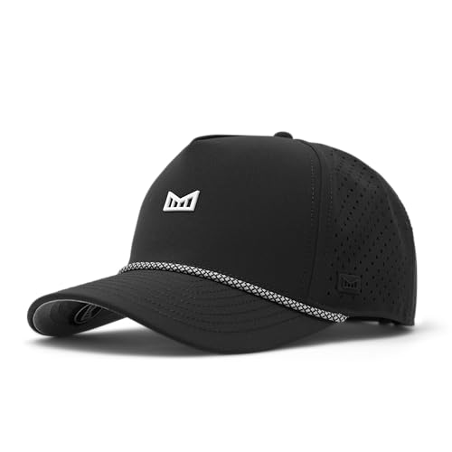 melin Odysea Rope Bulls Icon Hydro Black Trucker and Rope Hat Performance Hat for Men & Women Water-Resistant Fitted Baseball Cap Medium-Large