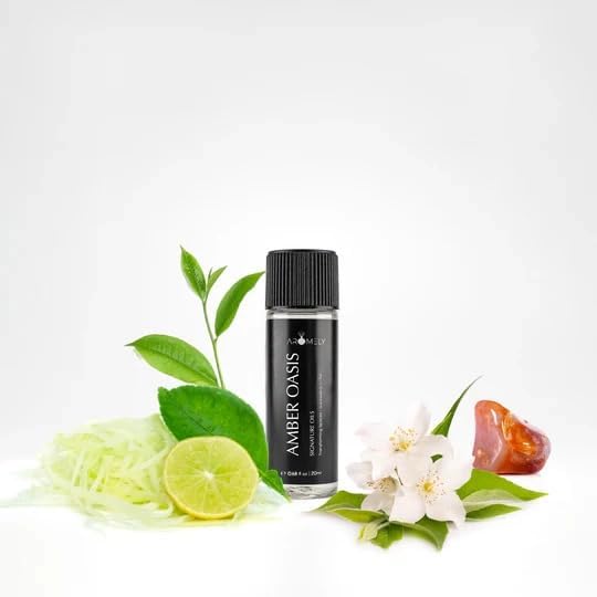 AROMELY Peaceful Scented Diffuser Oil Blend | Signature Aroma Scent | Luxurious Fragrance with Notes of Pineapple, Green Leaves, Oranges, Papaya, Lemon, Cardamom, Amber and Musk 20 ml.