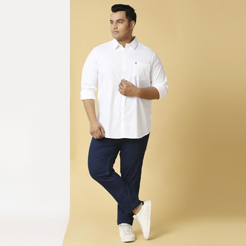 Image of Thomas Scott Men's Plus Size Cotton Casual Shirt | Regular Fit | Long Sleeves | Spread Collar | Solid | Soft & Breathable | Everyday Comfort Shirt for Men