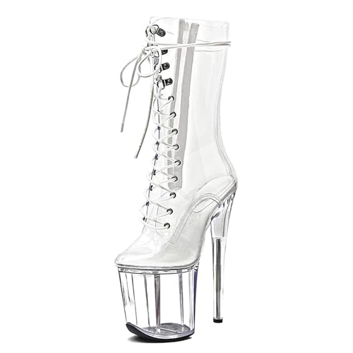 WUXIN H&P Women's Clear Platform Exotic Pole Dance Ankle Short Boots Custom Open Toe Sexy Stiletto 8 Inch High Heel