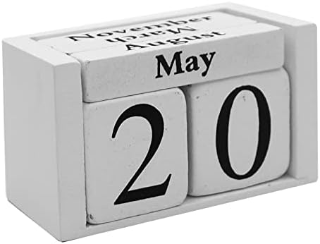 MICKYU Desk Calendar 2023 Small Wooden Standing Date Blocks Calendar Decorative Accessories for Women Men Teachers Home office, White