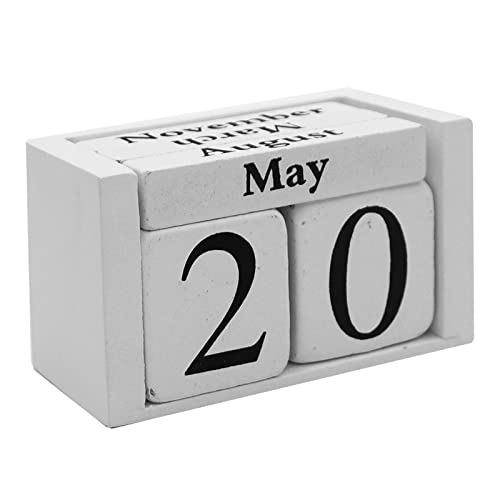 Mickyu Desk Calendar 2023 Small Wooden Standing Date Blocks Calendar Decorative Accessories For Women Men Teachers Home Office, White #TOP2
