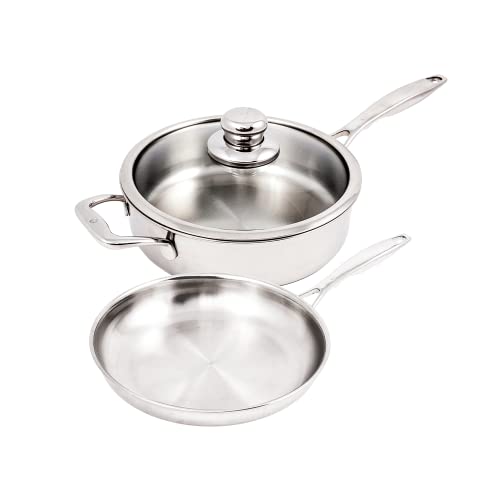 Comparison: Best Swiss Inox Cookware 9 Swiss Diamond Premium Clad 5-Ply Stainless Steel 3 Piece Cookware Set with Satin Exterior Finish, Induction Compatible Stainless Steel Pots and Pans Set - Oven and Dishwasher Safe