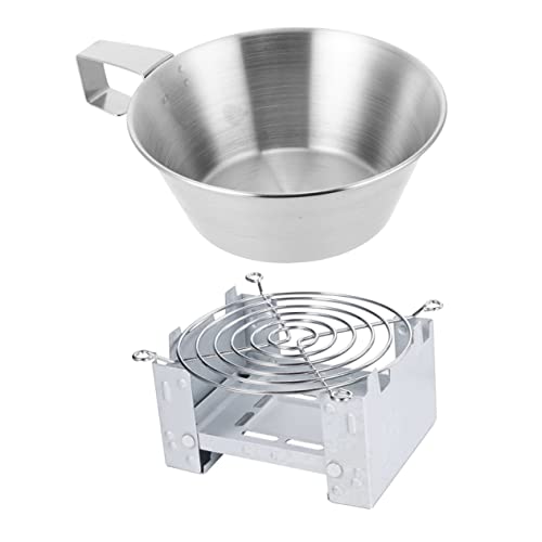 SUPVOX Stainless Steel Camping Cookset Multi-Purpose Folding Stove Portable Bowl Cup Mugs Set