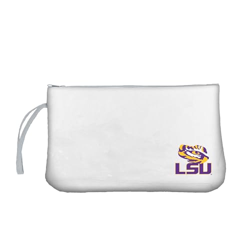 Logo Brands NCAA LSU Tigers Clear Wristlet - Durable Transparent Design, Stadium-Compliant Bag, Fits Standard Cell Phones, Secure Zipper, Hands-Free Wrist Strap