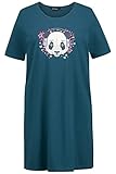 Ulla Popken Damen Longshirt, Panda, Rundhals, Halbarm Nachthemden, Blau, 66-68 EU