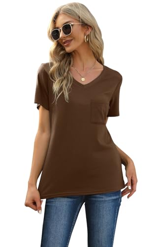 Image of RUBZOOF Women's Short Sleeve Pajama Sets with Pockets Casual V Neck 2 Piece Lounge Sets S-3XL