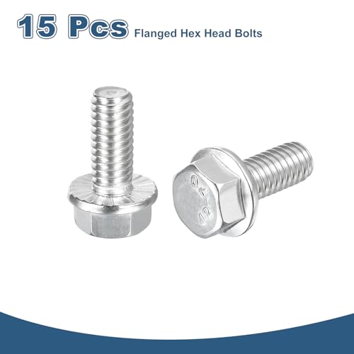 Image of uxcell 15Pcs 5 /16-18 x 3 /4 inch Flanged Hex Head Bolts, 304 Stainless Steel Flange Hexagon Screws, Flange Hex Drive Screws 5.8 Grade for Machinery Industry Home Appliances, Silver