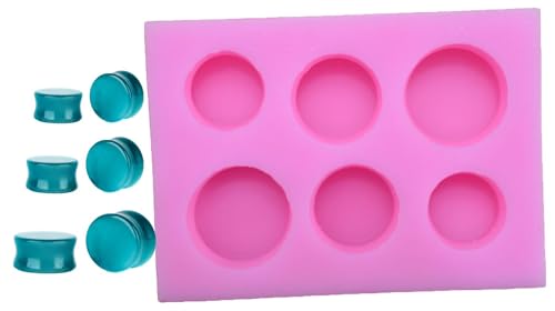 Noraling Ear Gauge Molds for Resin Ear Gauge Plug Mold 3 Pairs (14mm 16mm 18mm Round Flat Type Double Flare)