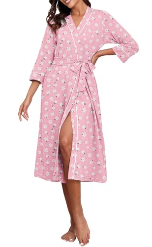 Image of PrinStory Womens Robe Long Knit Bathrobe Lightweight Soft Robes Ladies Bath Robe