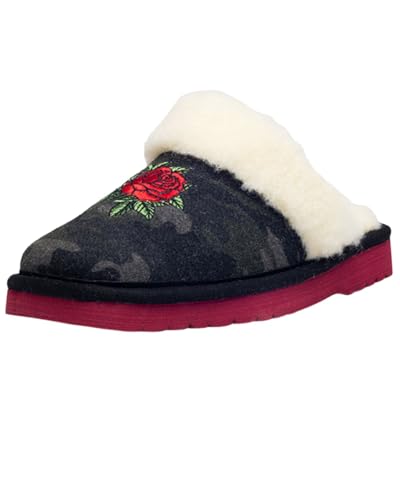 Image of ARIAT Women's Jackie Square Toe Warm Soft Genuine Suede Leather Indoor Outdoor Slippers with Plush Collar