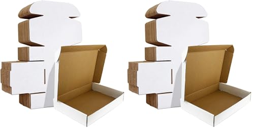 Image of HORLIMER 11x8x2 inches Shipping Boxes Set of 25, White Corrugated Cardboard Box Literature Mailer (Pack of 2)